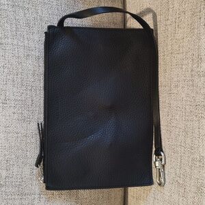 All Saints Black Leather/Faux Leather Clutch Zip Pouch• Used•See Photos